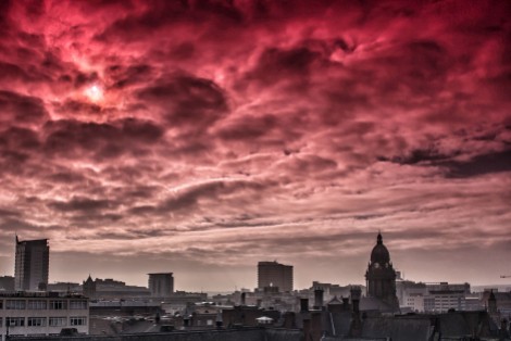2015 Solar Eclipse over the Leeds Skyline by © Carl Milner